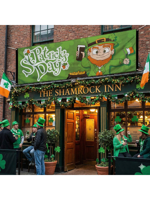Bannière murale Saint-Patrick – Décoration bar & pub 220 cm