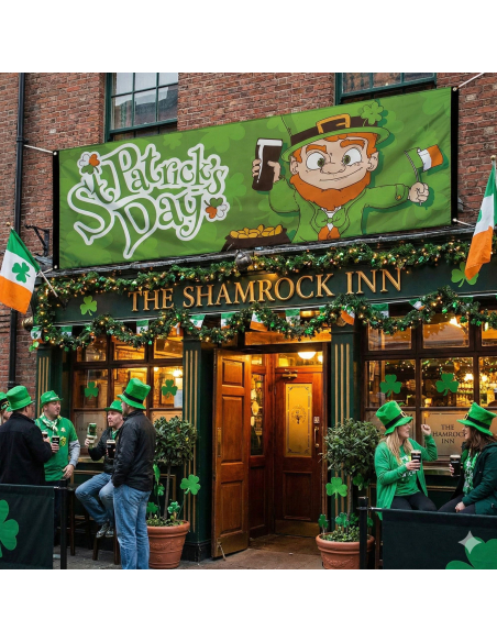 Bannière murale Saint-Patrick – Décoration bar & pub 220 cm