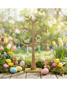 Décoration de Pâques en bois – Arbre décoratif 22 cm