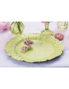 Sous-assiette relief Flora vert nénuphar Ø33 cm – Décoration de table Pâques
