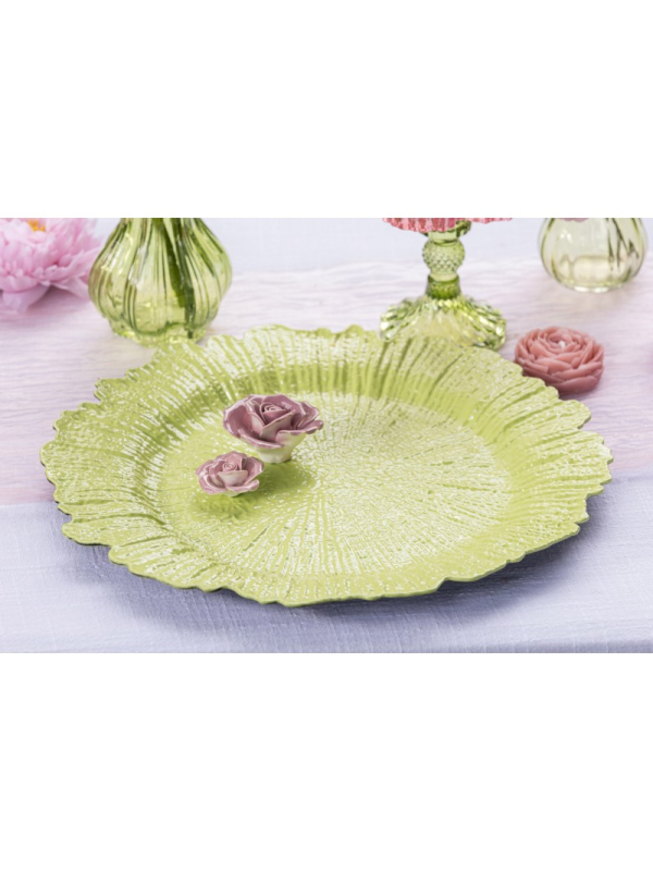 Sous-assiette relief Flora vert nénuphar Ø33 cm – Décoration de table Pâques