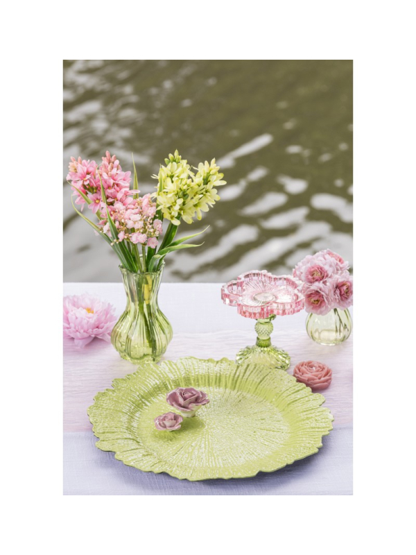 Sous-assiette relief Flora vert nénuphar Ø33 cm – Décoration de table Pâques