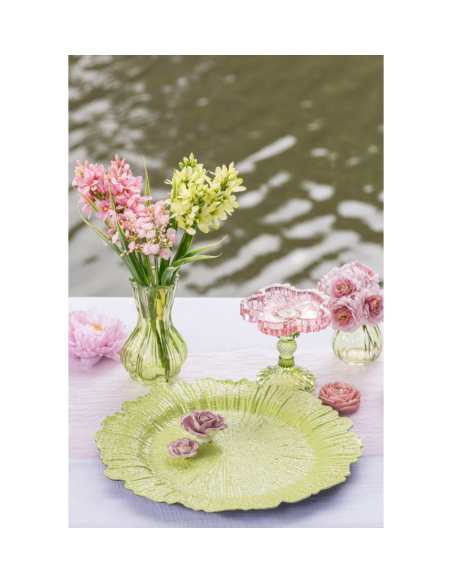 Sous-assiette relief Flora vert nénuphar Ø33 cm – Décoration de table Pâques