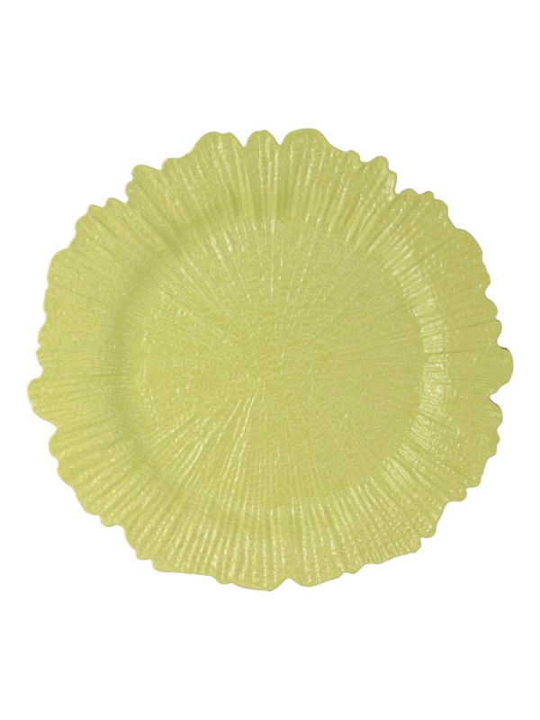 Sous-assiette relief Flora vert nénuphar Ø33 cm – Décoration de table Pâques