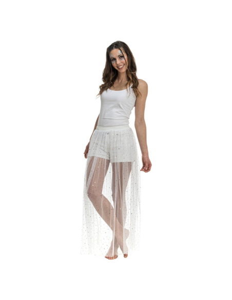 Jupe longue blanche Summer Festival femme – Tulle léger & effet scintillant