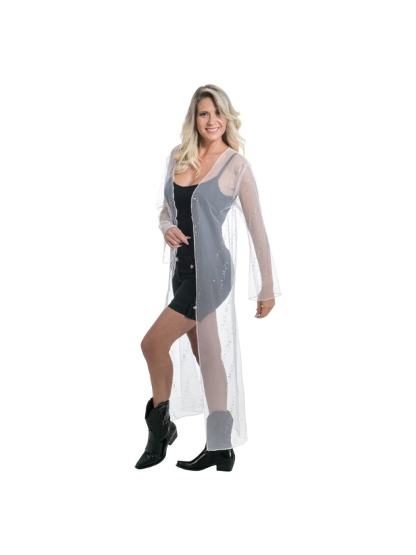 Longue veste blanche festival femme en tulle scintillant – Summer Festival