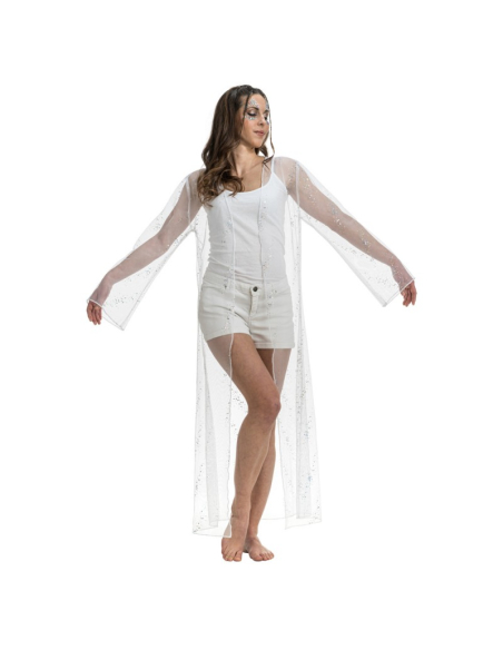 Longue veste blanche festival femme en tulle scintillant – Summer Festival