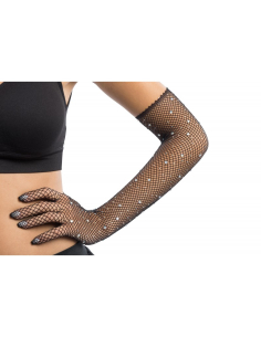 Gants filet noirs avec strass femme – Festival & scène (45 cm) 2