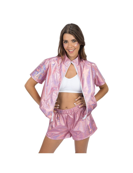 Ensemble veste et short irisé rose femme – 2 pièces festival & lifestyle