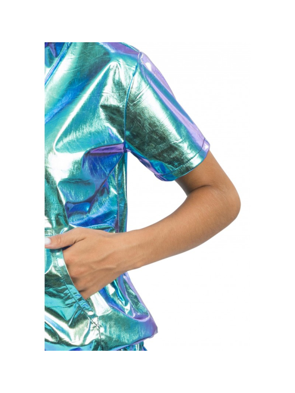 Ensemble veste et short irisé bleu femme – 2 pièces festival & scène
