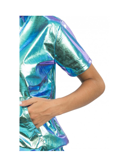 Ensemble veste et short irisé bleu femme – 2 pièces festival & scène