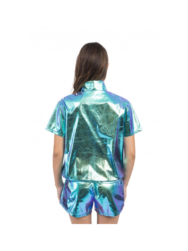 Ensemble veste et short irisé bleu femme – 2 pièces festival & scène