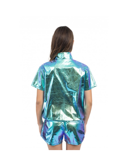 Ensemble veste et short irisé bleu femme – 2 pièces festival & scène