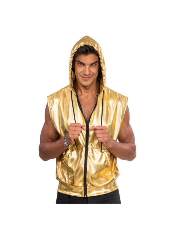 Veste sans manches dorée à capuche – Festival & scène homme