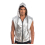Veste argent sans manches à capuche pour homme – Style festival et électro