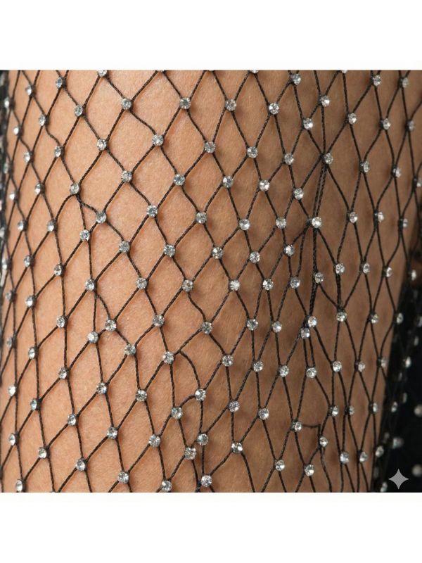 Top festival noir femme en maille résille & strass – Summer Festival