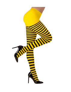 Collant rayé jaune et noir femme – Taille unique, look abeille carnaval & festival