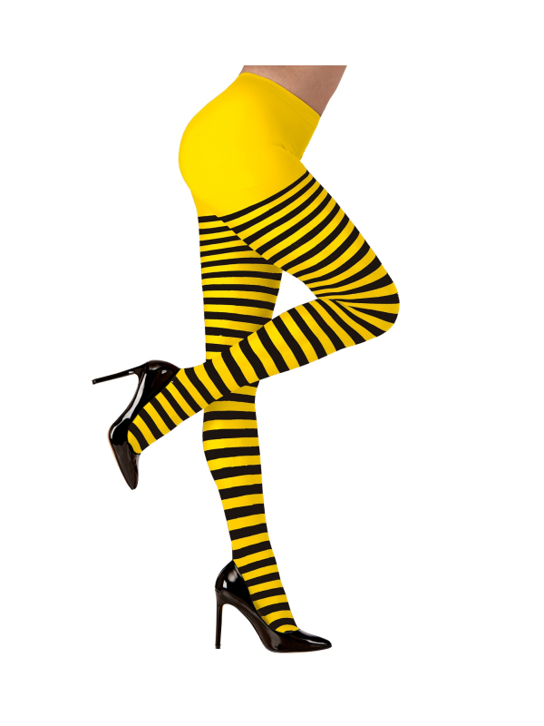 Collant rayé jaune et noir femme – Taille unique, look abeille carnaval & festival