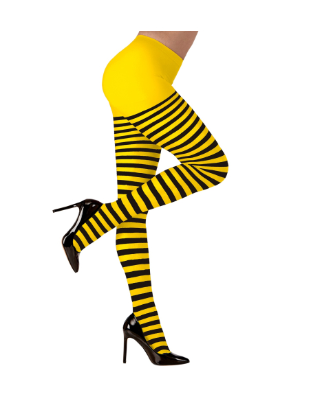 Collant rayé jaune et noir femme – Taille unique, look abeille carnaval & festival