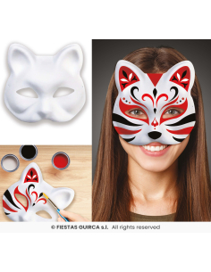 Masque de chat blanc à peindre – Atelier créatif & Carnaval (vendu par 6)