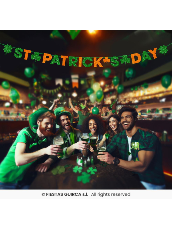 Guirlande Saint-Patrick Day verte et orange 300 cm en papier