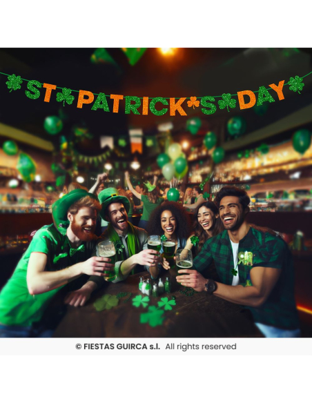 Guirlande Saint-Patrick Day verte et orange 300 cm en papier