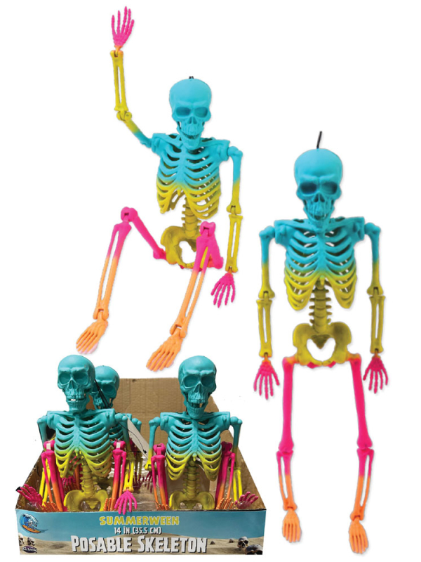 Squelette Summerween Tie-Dye articulé 35,5 cm à suspendre