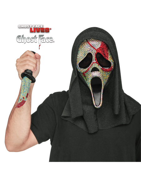 Masque Scream Ghost Face® avec strass et capuche luxe