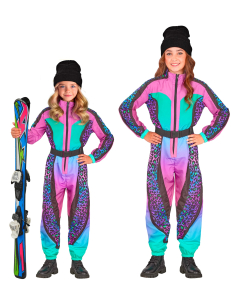 Combinaison de ski fille léopard multicolore rétro années 80 – Déguisement fun & carnaval 2