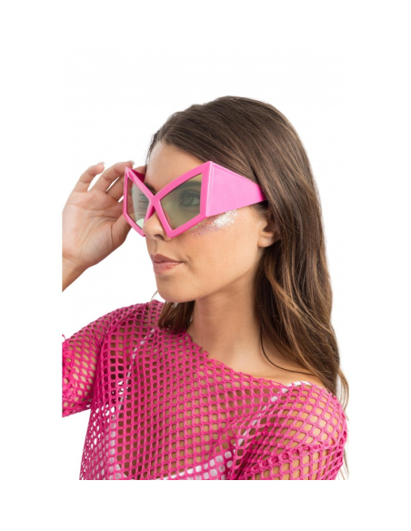 Lunettes roses XXL géométriques – Accessoire fun festival, carnaval & après-ski