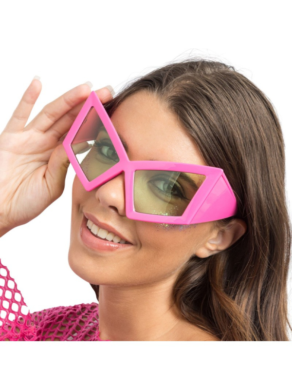 Lunettes roses XXL géométriques – Accessoire fun festival, carnaval & après-ski