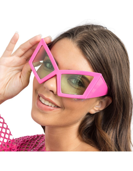 Lunettes roses XXL géométriques – Accessoire fun festival, carnaval & après-ski