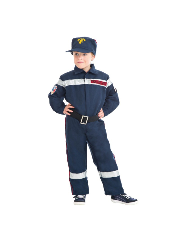 Déguisement pompier français enfant – Combinaison & casquette Sapeurs-Pompiers