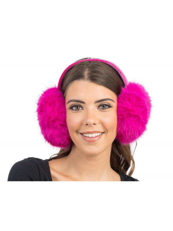 Cache-oreilles pliables en fausse fourrure fuchsia – Accessoire festival & ski fun