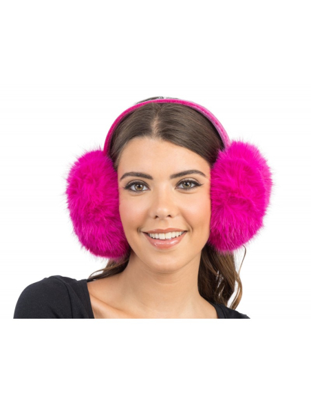 Cache-oreilles pliables en fausse fourrure fuchsia – Accessoire festival & ski fun
