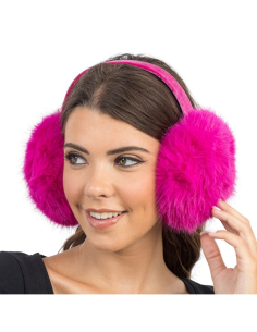 Cache-oreilles pliables en fausse fourrure fuchsia – Accessoire festival & ski fun