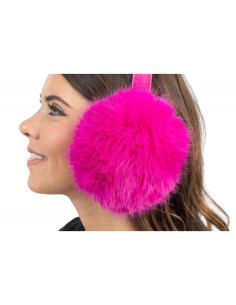 Cache-oreilles pliables en fausse fourrure fuchsia – Accessoire festival & ski fun 2