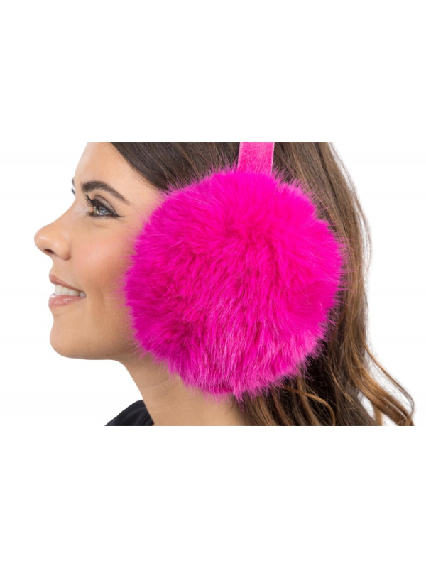 Cache-oreilles pliables en fausse fourrure fuchsia – Accessoire festival & ski fun