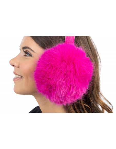 Cache-oreilles pliables en fausse fourrure fuchsia – Accessoire festival & ski fun