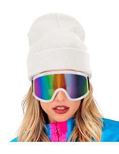 Lunettes Après-Ski Party Blanches – Visor Arc-en-ciel Festival & Soirée Hiver 2
