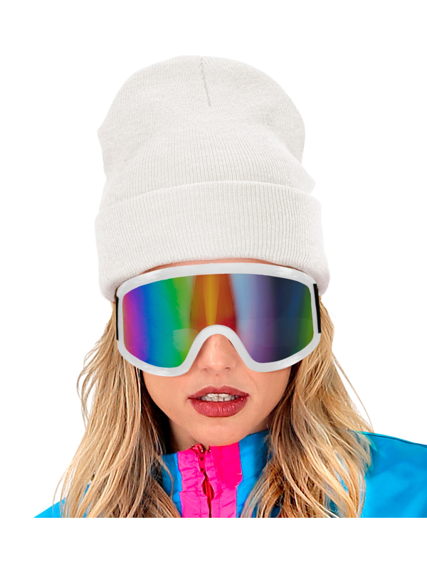 Lunettes Après-Ski Party Blanches – Visor Arc-en-ciel Festival & Soirée Hiver