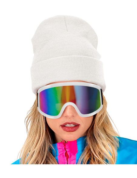Lunettes Après-Ski Party Blanches – Visor Arc-en-ciel Festival & Soirée Hiver