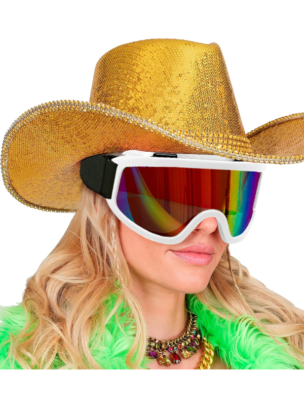 Lunettes Après-Ski Party Blanches – Visor Arc-en-ciel Festival & Soirée Hiver