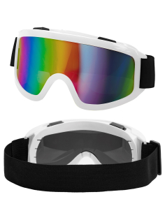 Lunettes Après-Ski Party Blanches – Visor Arc-en-ciel Festival & Soirée Hiver