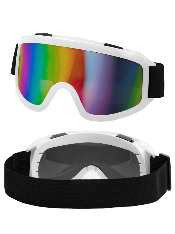 Lunettes Après-Ski Party Blanches – Visor Arc-en-ciel Festival & Soirée Hiver