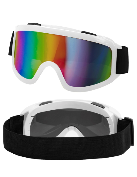 Lunettes Après-Ski Party Blanches – Visor Arc-en-ciel Festival & Soirée Hiver