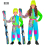 Déguisement de Ski Enfant Mixte Bleu-Vert Fluo Années 80 – Combinaison + Ceinture (4/5 à 14/16 ans)