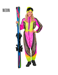 Déguisement ski femme léopard rose jaune néon (S-XXL) – Déguiz-Fêtes 2