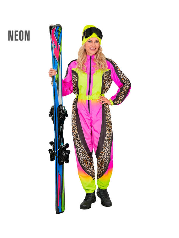 Déguisement ski femme léopard rose jaune néon (S-XXL) – Déguiz-Fêtes