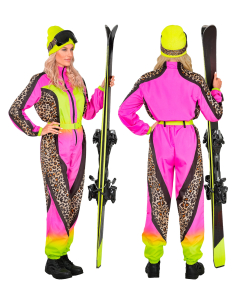 Déguisement ski femme léopard rose jaune néon (S-XXL) – Déguiz-Fêtes